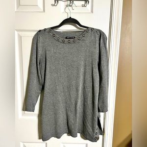 Grey, 3/4 sleeve sweater, size large